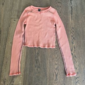 Wild Fable Orange Ribbed Long Sleeve Crop Top